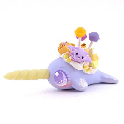 Purple/Blue Halloween Treat Dessert Narwhal Figurine - Polymer Clay Halloween Animals