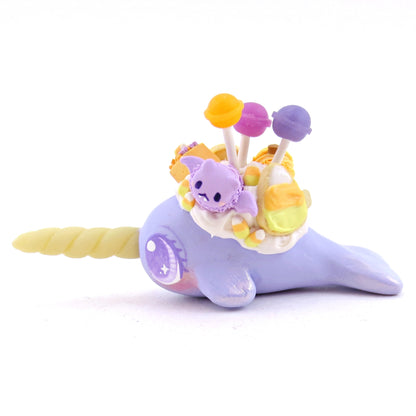 Purple/Blue Halloween Treat Dessert Narwhal Figurine - Polymer Clay Halloween Animals