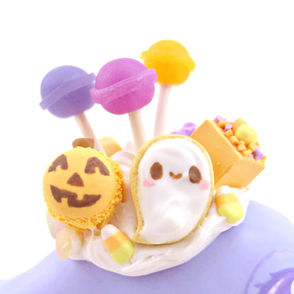 Purple/Blue Halloween Treat Dessert Narwhal Figurine - Polymer Clay Halloween Animals