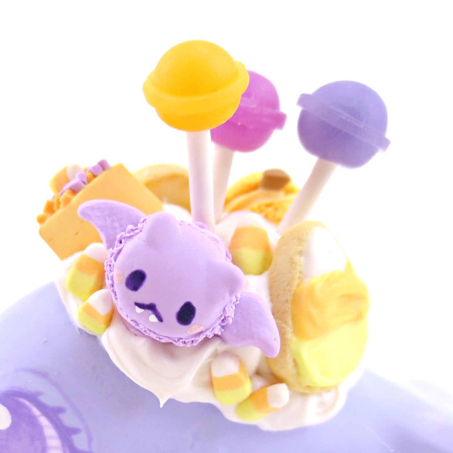 Purple/Blue Halloween Treat Dessert Narwhal Figurine - Polymer Clay Halloween Animals