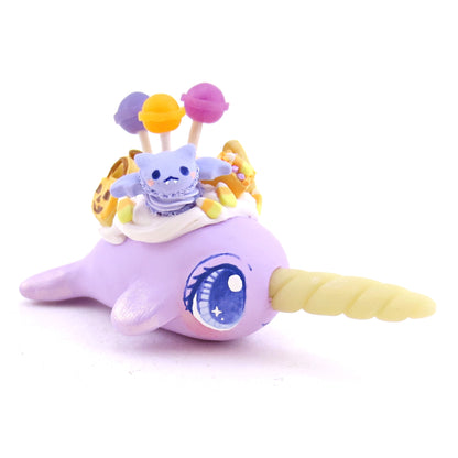 Purple Halloween Treat Dessert Narwhal Figurine - Polymer Clay Halloween Animals