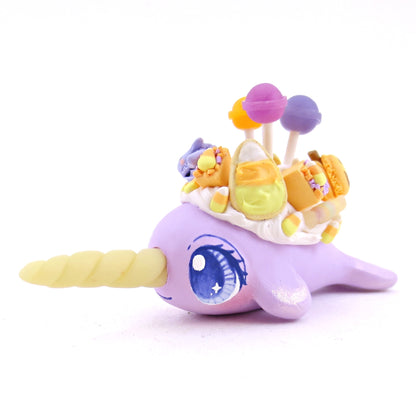 Purple Halloween Treat Dessert Narwhal Figurine - Polymer Clay Halloween Animals