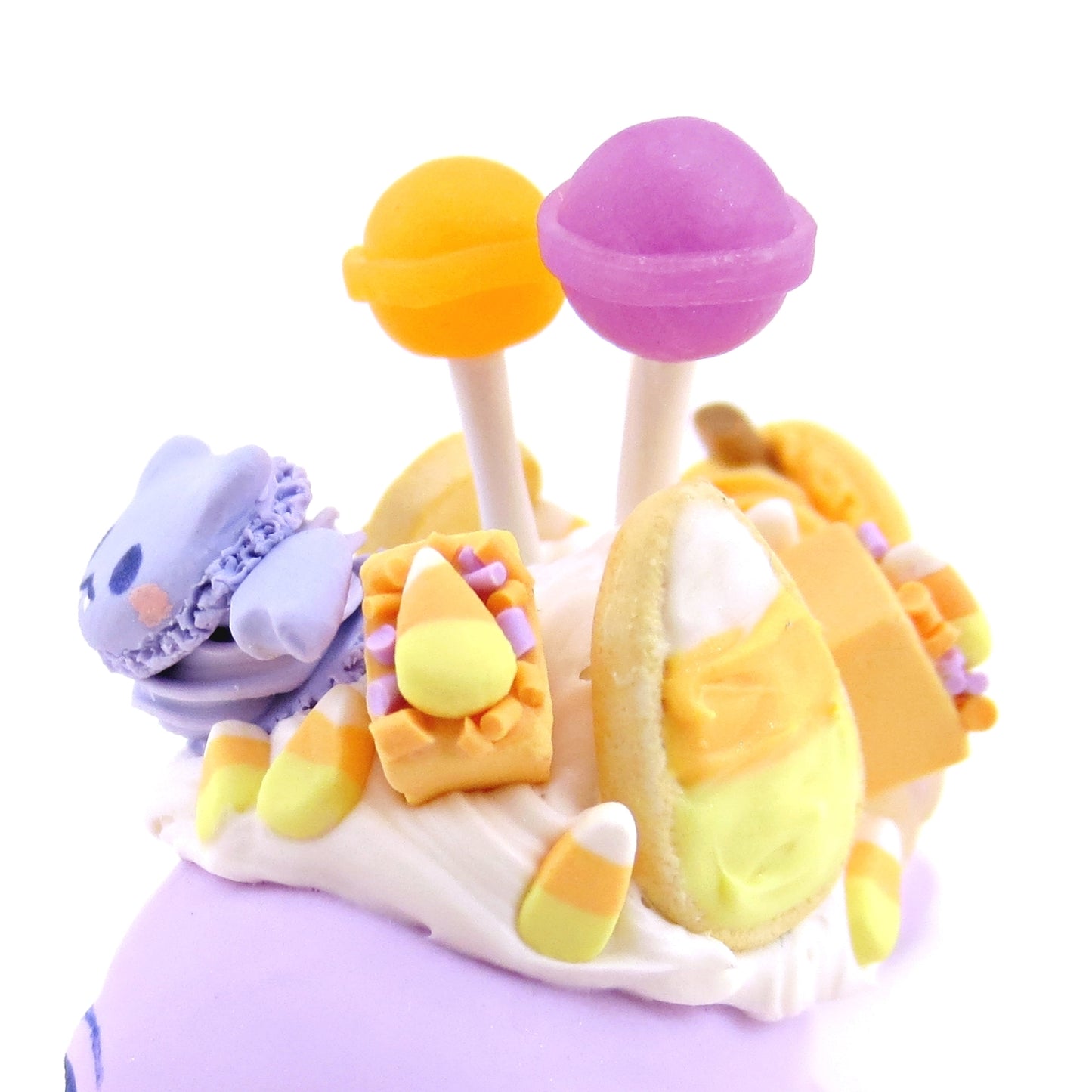 Purple Halloween Treat Dessert Narwhal Figurine - Polymer Clay Halloween Animals