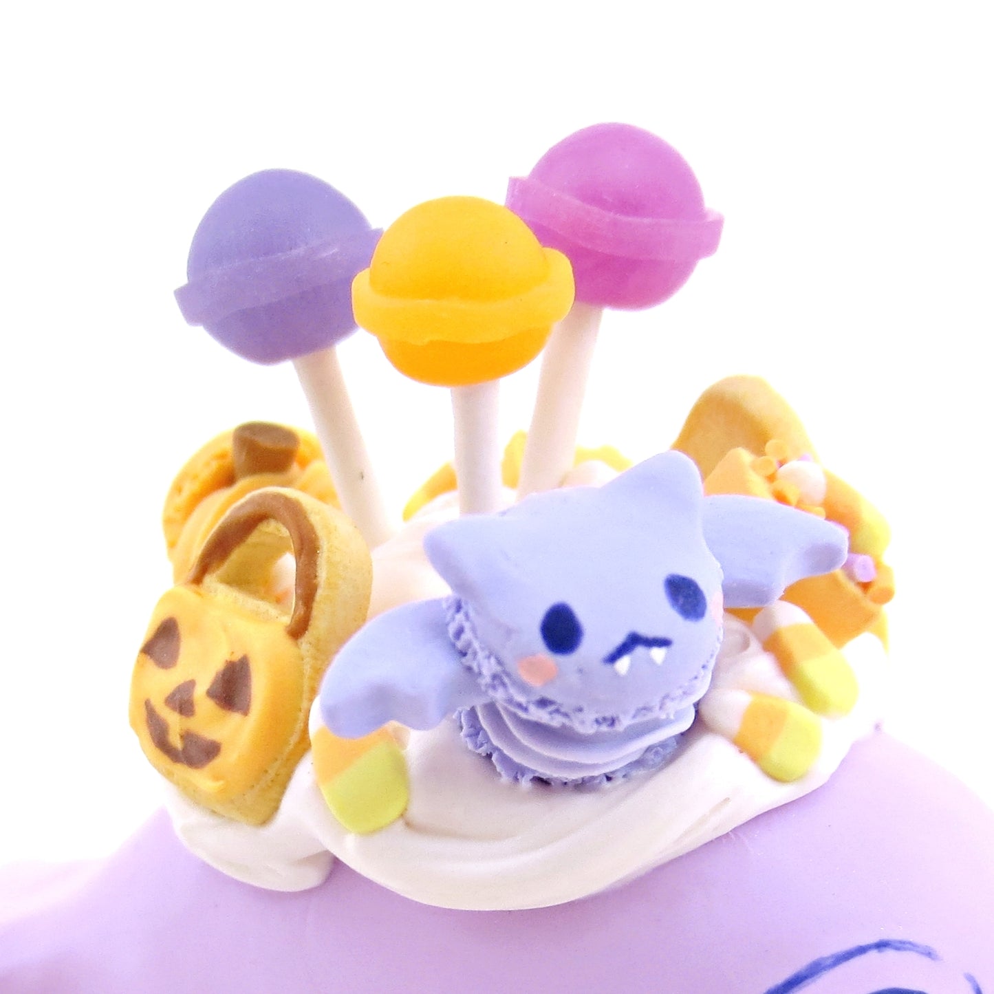 Purple Halloween Treat Dessert Narwhal Figurine - Polymer Clay Halloween Animals