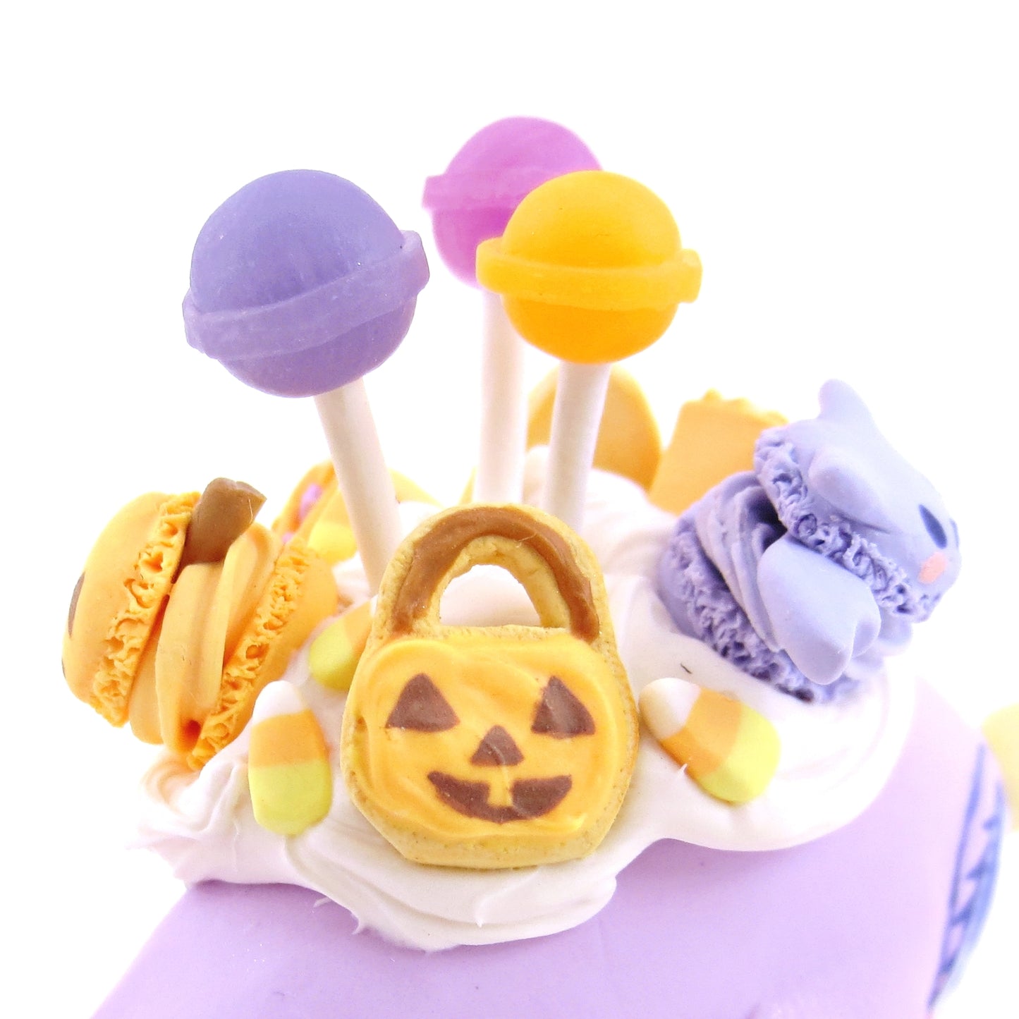 Purple Halloween Treat Dessert Narwhal Figurine - Polymer Clay Halloween Animals