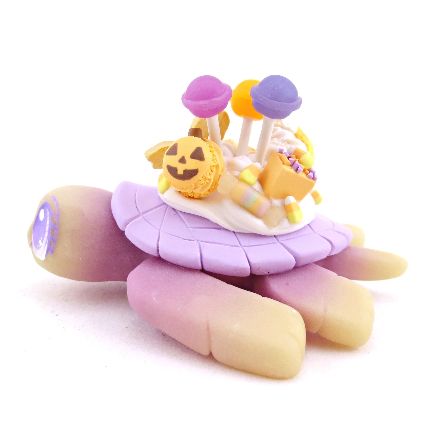 Purple Halloween Treat Dessert Turtle Figurine - Polymer Clay Halloween Animals