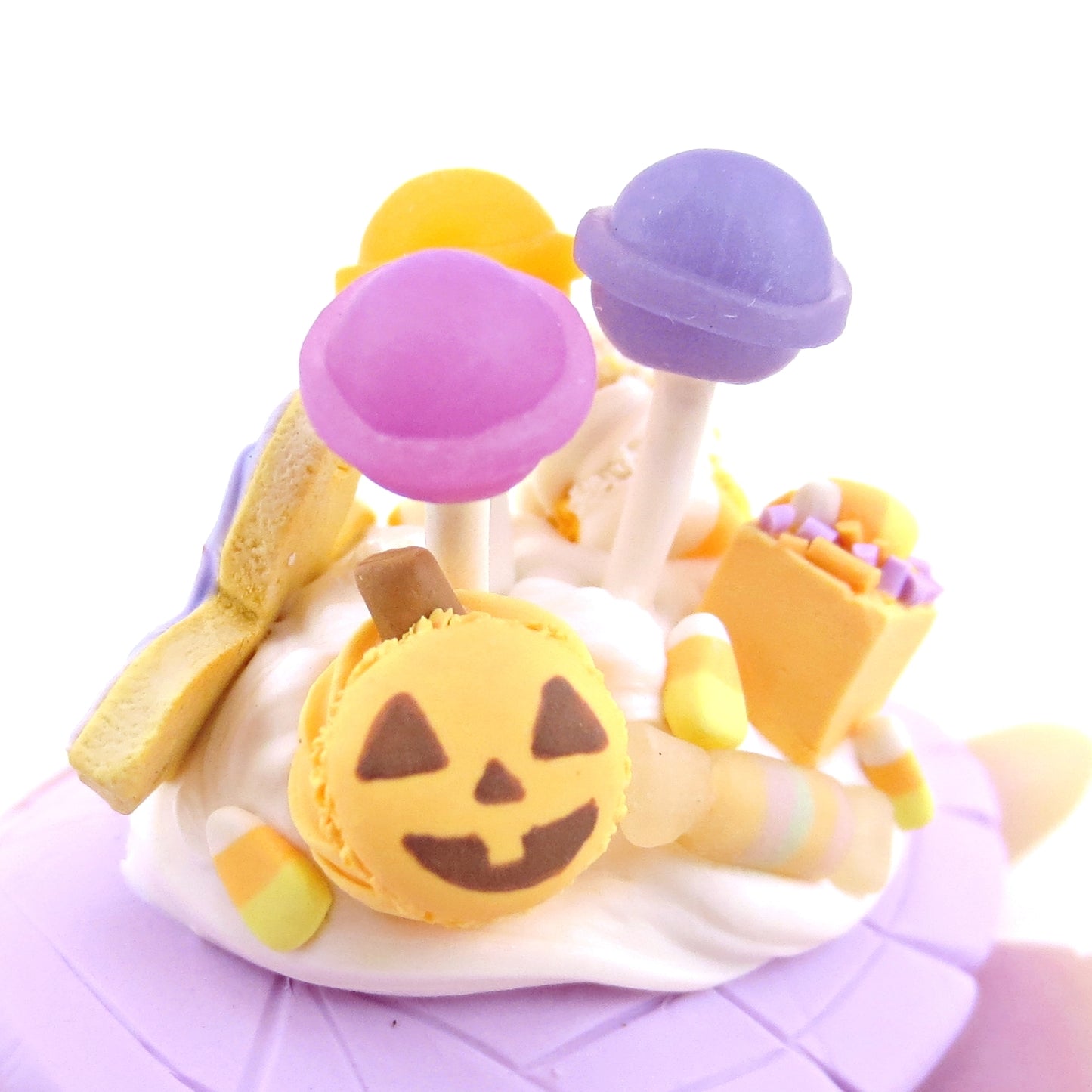 Purple Halloween Treat Dessert Turtle Figurine - Polymer Clay Halloween Animals