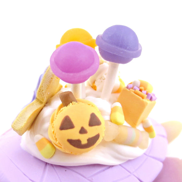 Purple Halloween Treat Dessert Turtle Figurine - Polymer Clay Halloween Animals