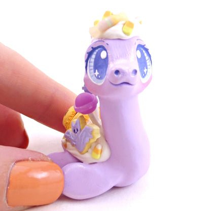 Purple Halloween Treat Dessert Nessie Figurine - Polymer Clay Halloween Animals