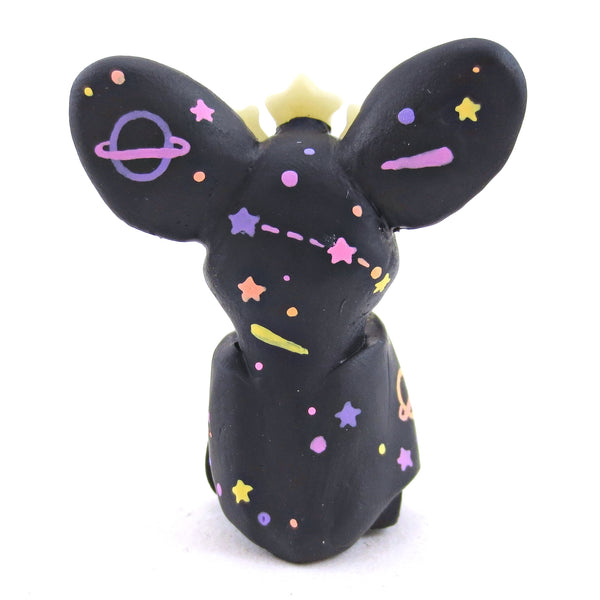 Constellation Glow-in-the-Dark Star Crown Black Bat Figurine - Polymer Clay Halloween Animals