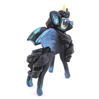 Green/Gold Color-Shift Baticorn Figurine - Polymer Clay Halloween Animals