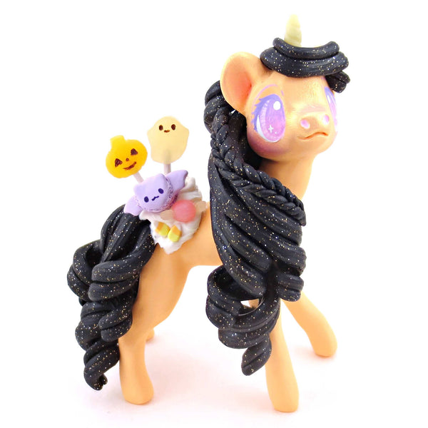 Halloween Dessert Unicorn Figurine - Polymer Clay Spooky Season Animal Collection