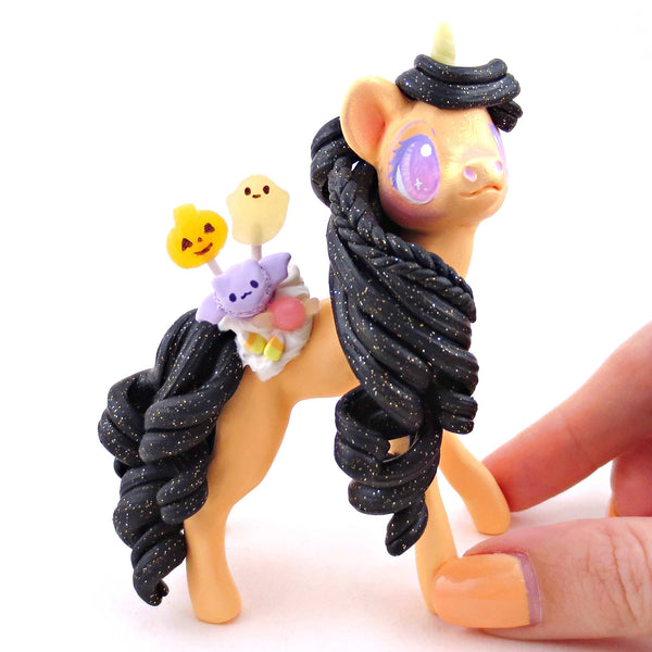 Halloween Dessert Unicorn Figurine - Polymer Clay Spooky Season Animal Collection