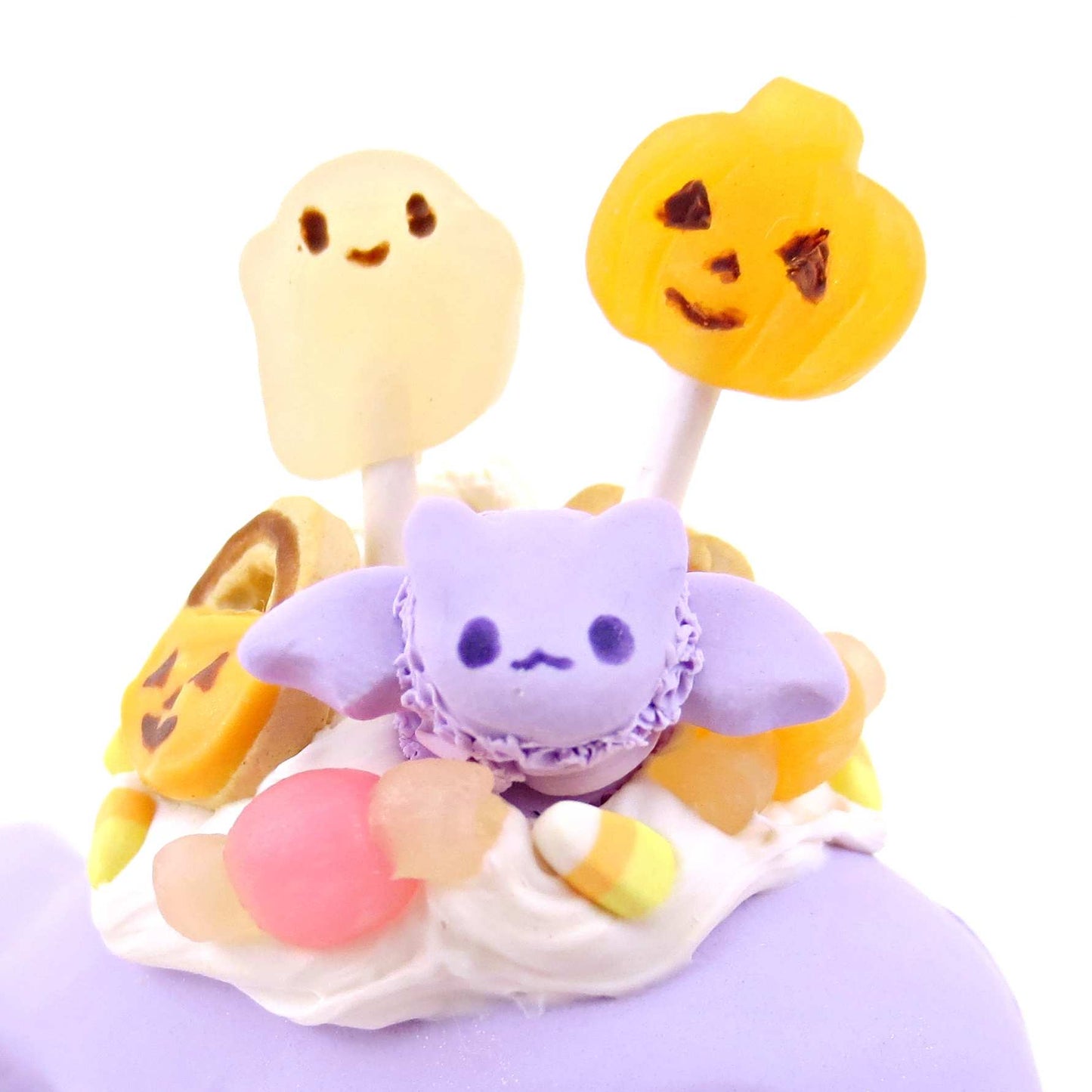 Purple Halloween Dessert Narwhal Figurine - Polymer Clay Spooky Season Animal Collection