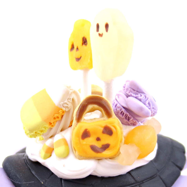 Purple Halloween Dessert Turtle Figurine - Polymer Clay Spooky Season Animal Collection