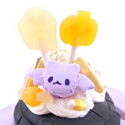 Purple Halloween Dessert Turtle Figurine - Polymer Clay Spooky Season Animal Collection