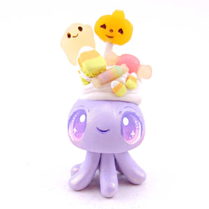 Purple Halloween Dessert Jellyfish Figurine - Polymer Clay Spooky Season Animal Collection