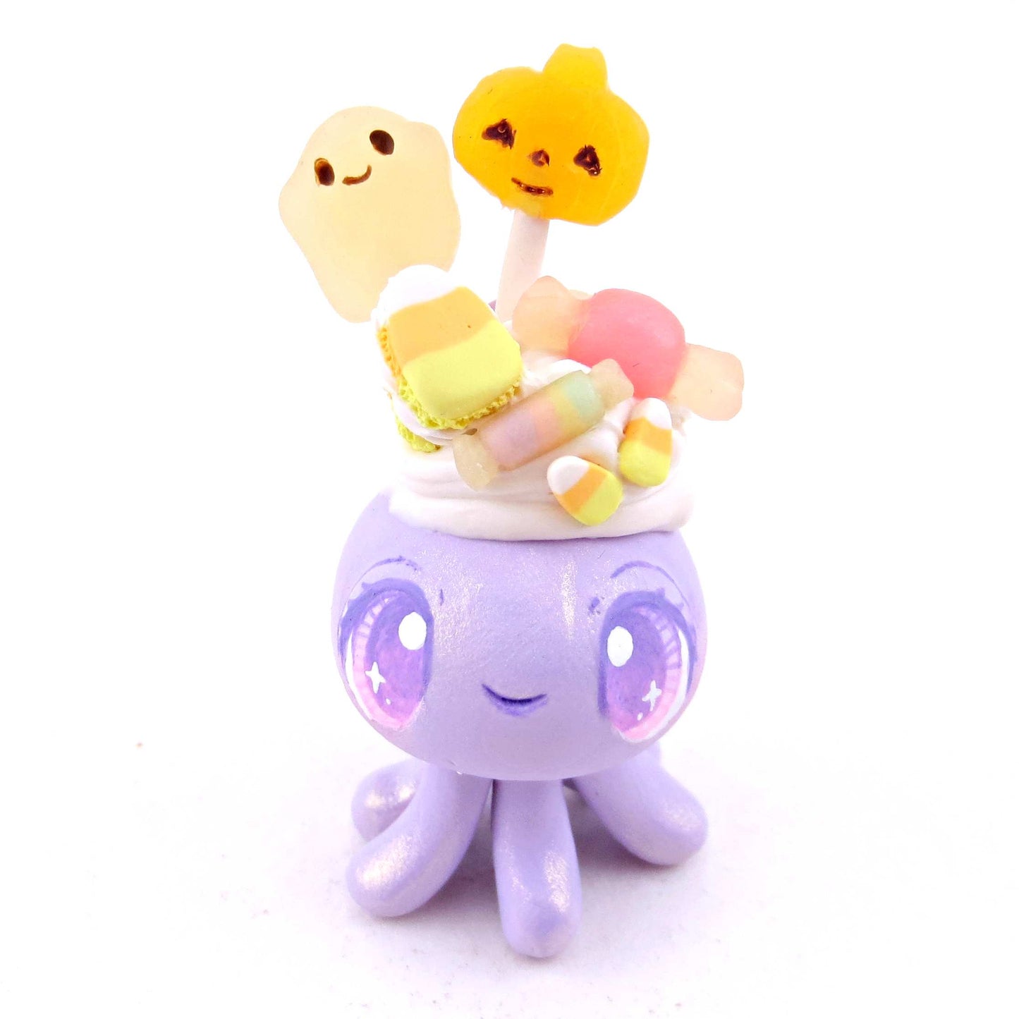 Purple Halloween Dessert Jellyfish Figurine - Polymer Clay Spooky Season Animal Collection