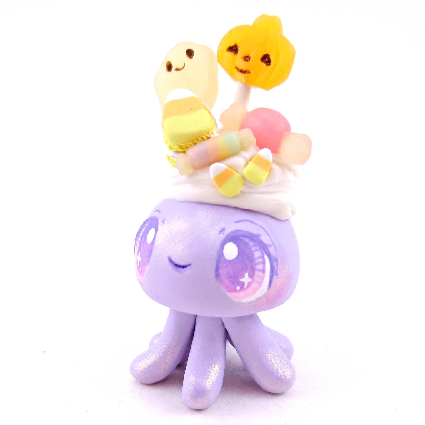 Purple Halloween Dessert Jellyfish Figurine - Polymer Clay Spooky Season Animal Collection