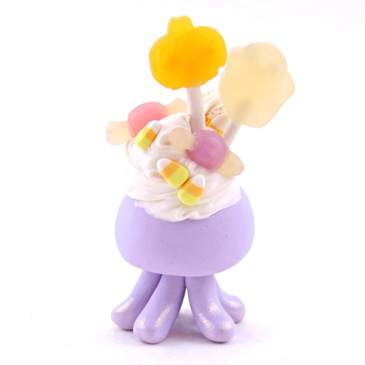 Purple Halloween Dessert Jellyfish Figurine - Polymer Clay Spooky Season Animal Collection