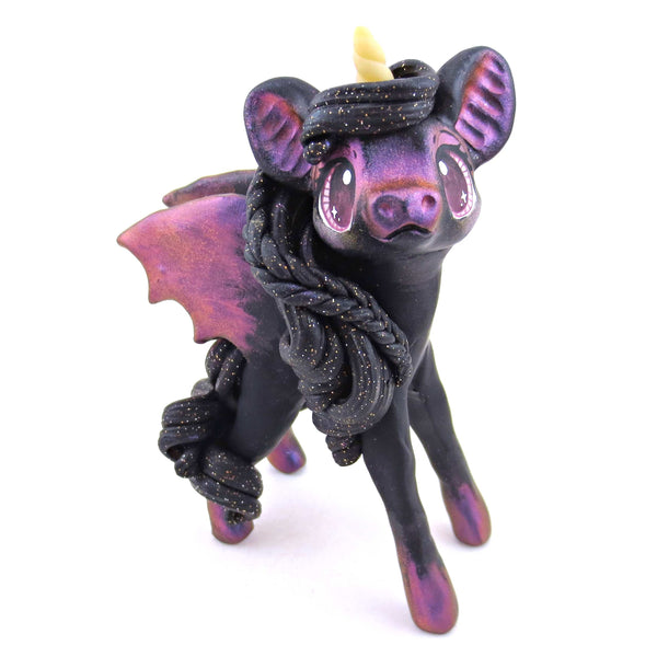 Red Color Shift Baticorn Unicorn Figurine - Polymer Clay Spooky Season Animal Collection