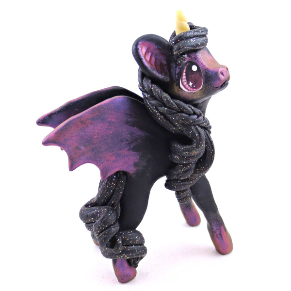 Red Color Shift Baticorn Unicorn Figurine - Polymer Clay Spooky Season Animal Collection