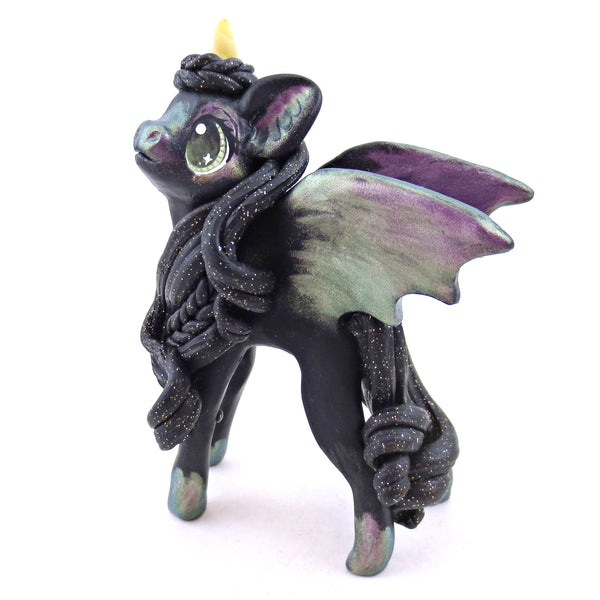 Lavender/Green Color Shift Baticorn Unicorn Figurine - Polymer Clay Spooky Season Animal Collection