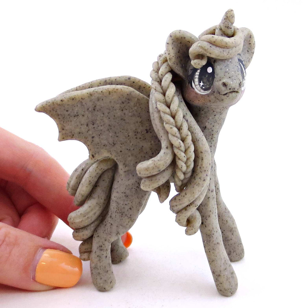 White Granite Mossy Gargoyle Unicorn Figurine - Polymer Clay Animals –  Narwhal Carousel Co.