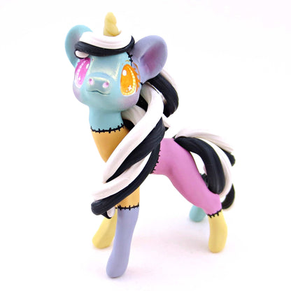 Patchwork Unicorn Figurine - Version 1 - Polymer Clay Spooky Season Animal Collection