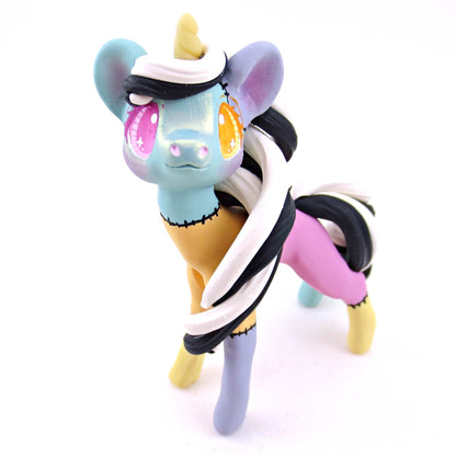 Patchwork Unicorn Figurine - Version 1 - Polymer Clay Spooky Season Animal Collection