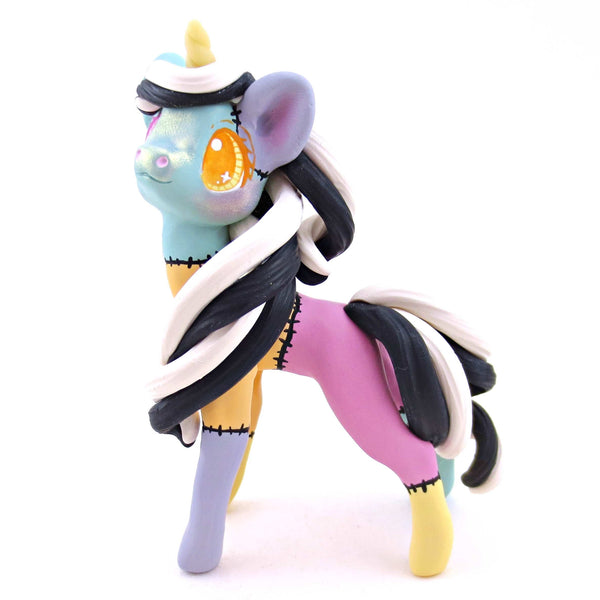 Patchwork Unicorn Figurine - Version 1 - Polymer Clay Spooky Season Animal Collection