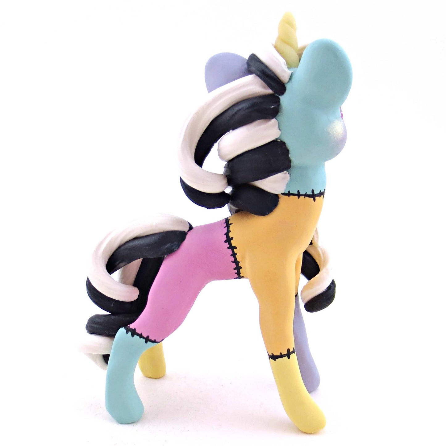 Patchwork Unicorn Figurine - Version 1 - Polymer Clay Spooky Season Animal Collection