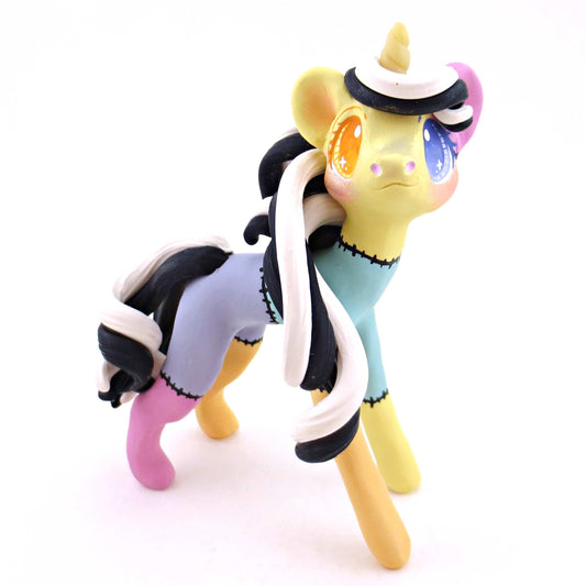 Patchwork Unicorn Figurine - Version 2 - Polymer Clay Spooky Season Animal Collection