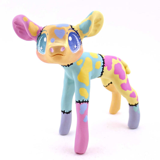 Patchwork Cow Figurine - Polymer Clay Spooky Season Animal Collection