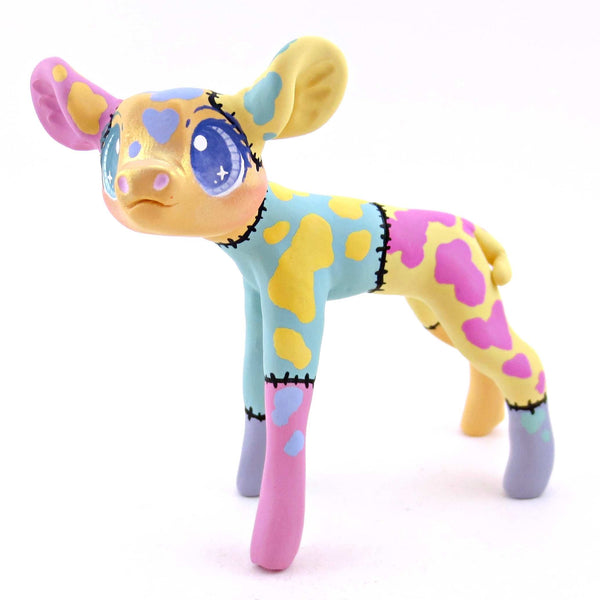Patchwork Cow Figurine - Polymer Clay Spooky Season Animal Collection