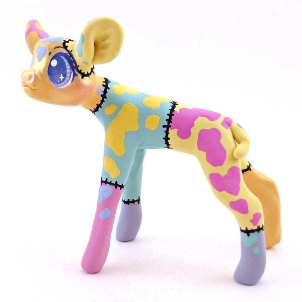 Patchwork Cow Figurine - Polymer Clay Spooky Season Animal Collection