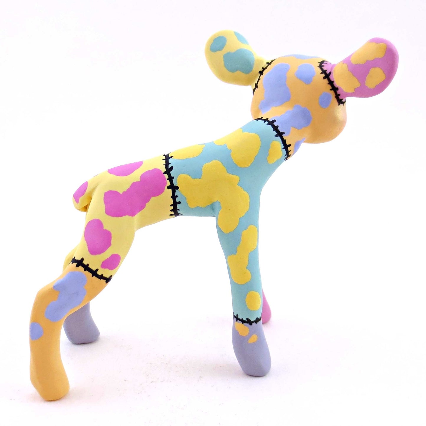 Patchwork Cow Figurine - Polymer Clay Spooky Season Animal Collection