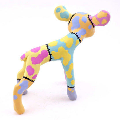 Patchwork Cow Figurine - Polymer Clay Spooky Season Animal Collection