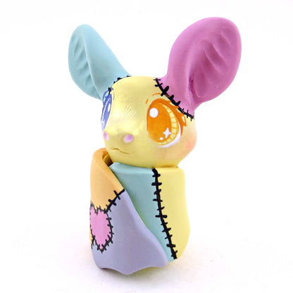 Patchwork Bat Figurine - Version 1 - Polymer Clay Spooky Season Animal Collection