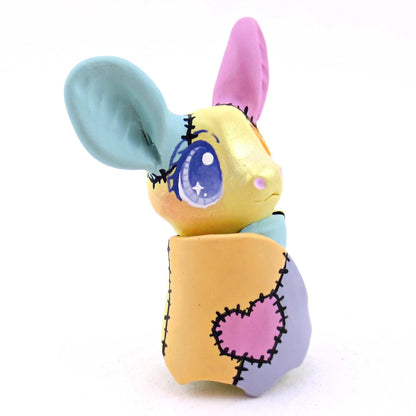 Patchwork Bat Figurine - Version 1 - Polymer Clay Spooky Season Animal Collection