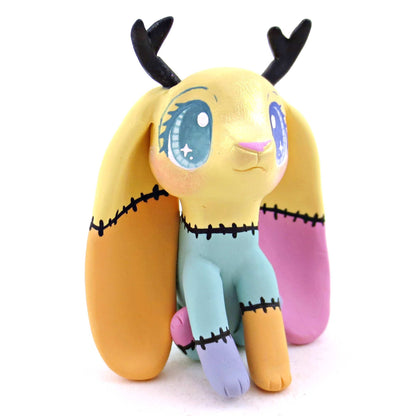 Patchwork Jackalope Figurine -  Polymer Clay Spooky Season Animal Collection