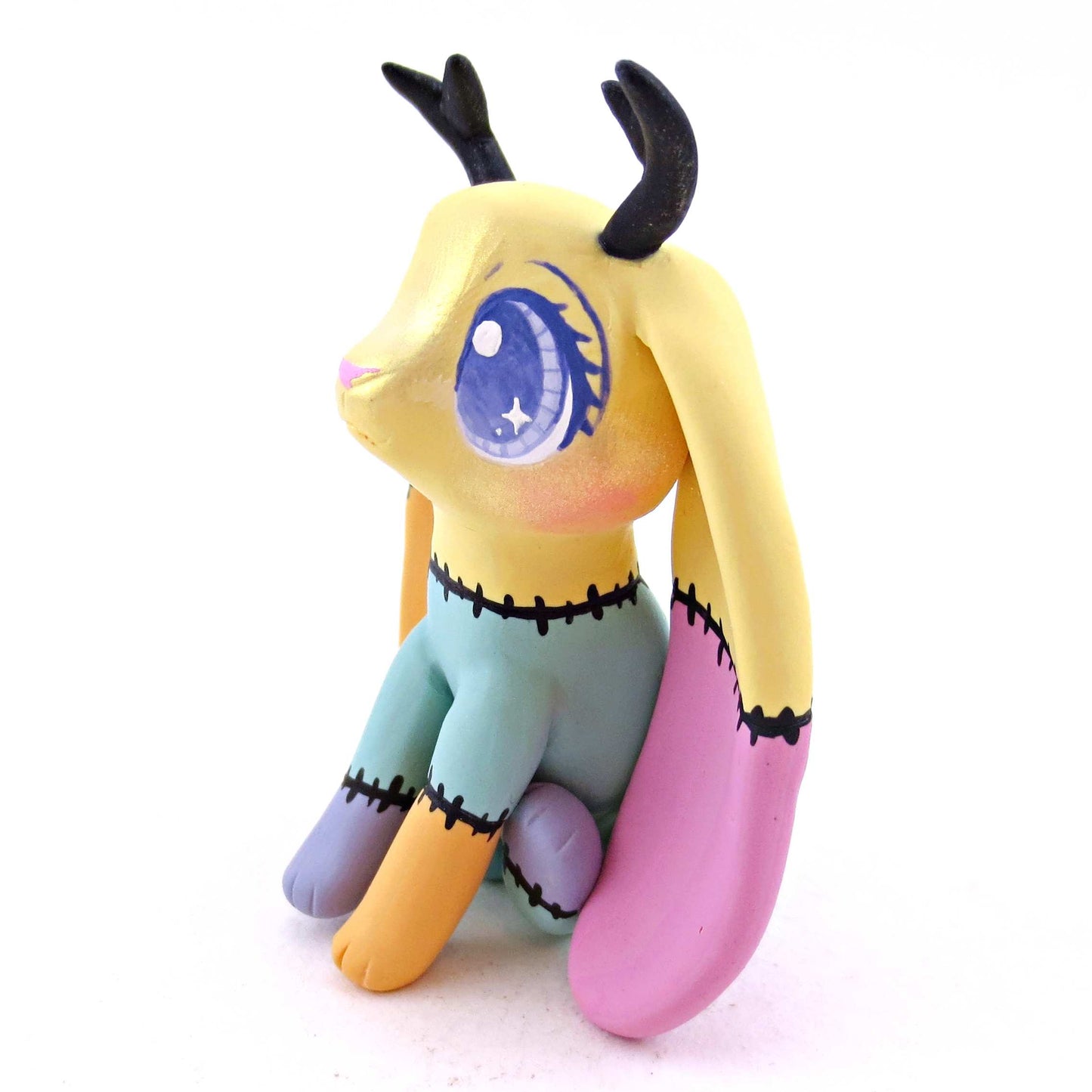 Patchwork Jackalope Figurine -  Polymer Clay Spooky Season Animal Collection