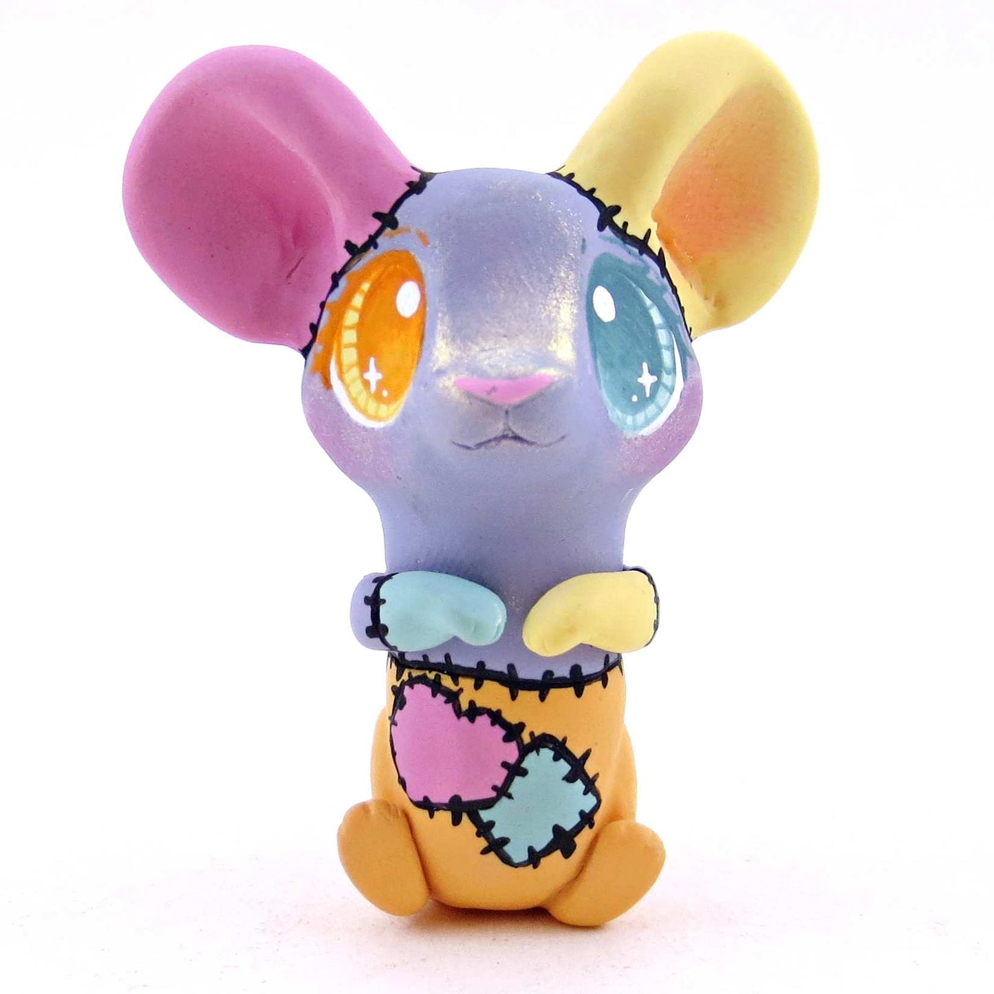 Patchwork Mouse Figurine -  Polymer Clay Spooky Season Animal Collection