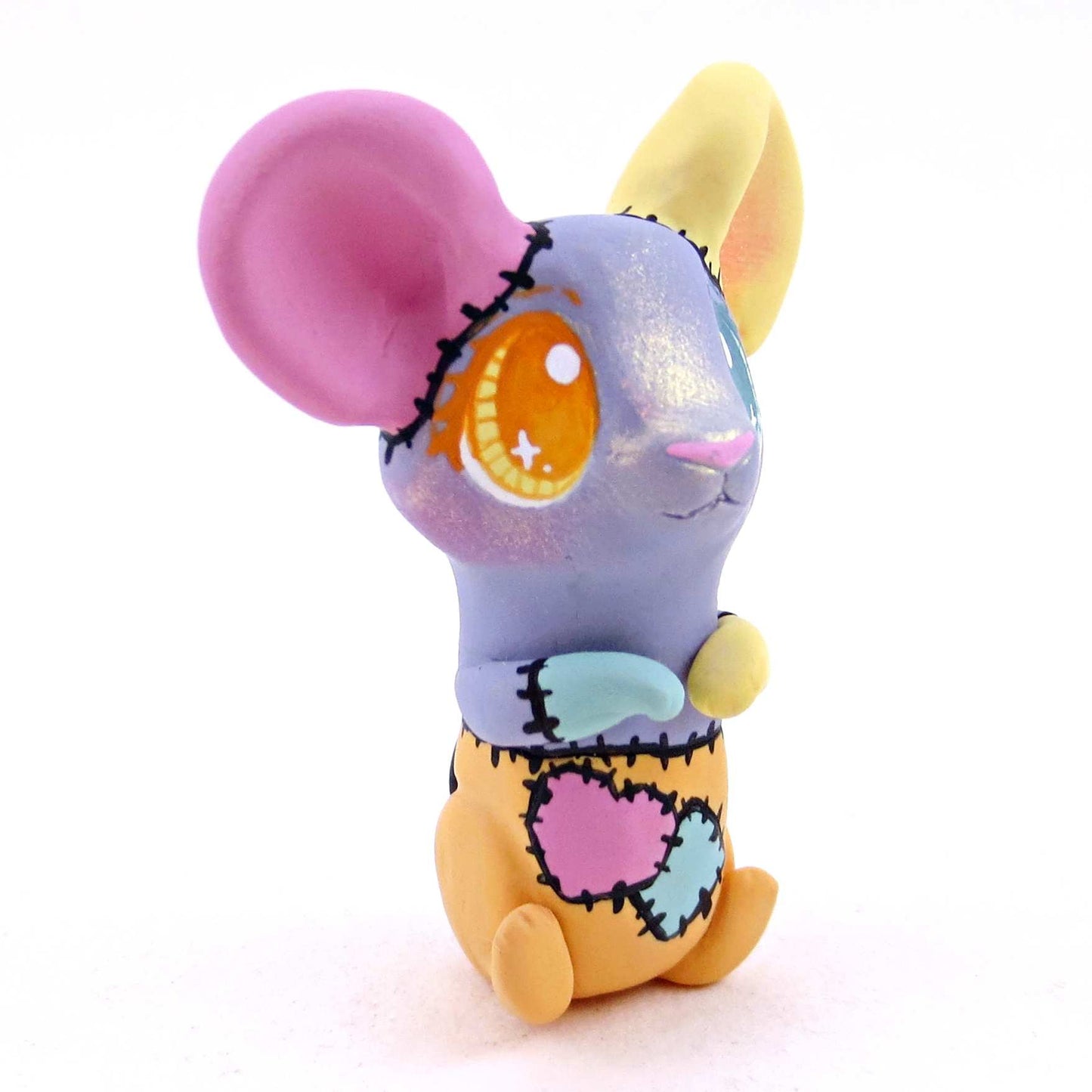 Patchwork Mouse Figurine -  Polymer Clay Spooky Season Animal Collection