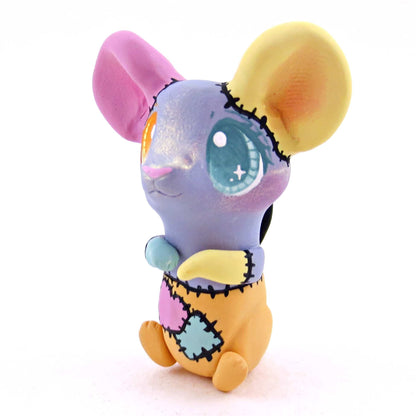 Patchwork Mouse Figurine -  Polymer Clay Spooky Season Animal Collection