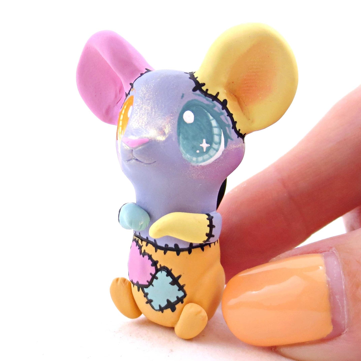 Patchwork Mouse Figurine -  Polymer Clay Spooky Season Animal Collection