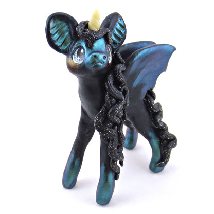 Green Color-Shift Baticorn Figurine - Polymer Clay Halloween Collection