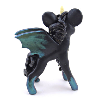 Green Color-Shift Baticorn Figurine - Polymer Clay Halloween Collection