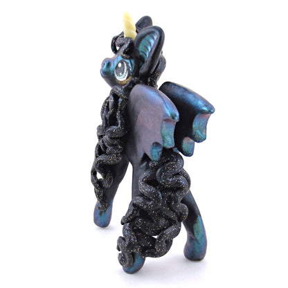 Green Color-Shift Baticorn Figurine - Polymer Clay Halloween Collection