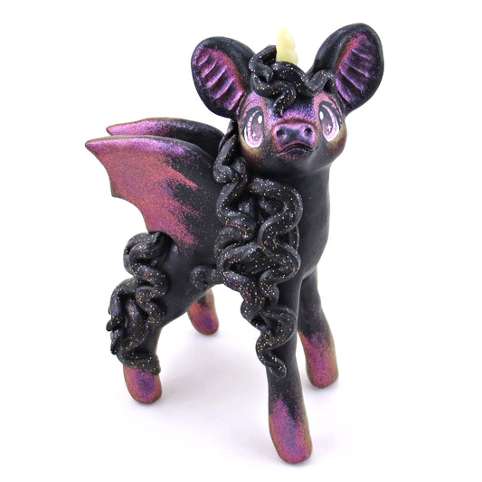 Pink/Purple Color-Shift Baticorn Figurine - Polymer Clay Halloween Collection